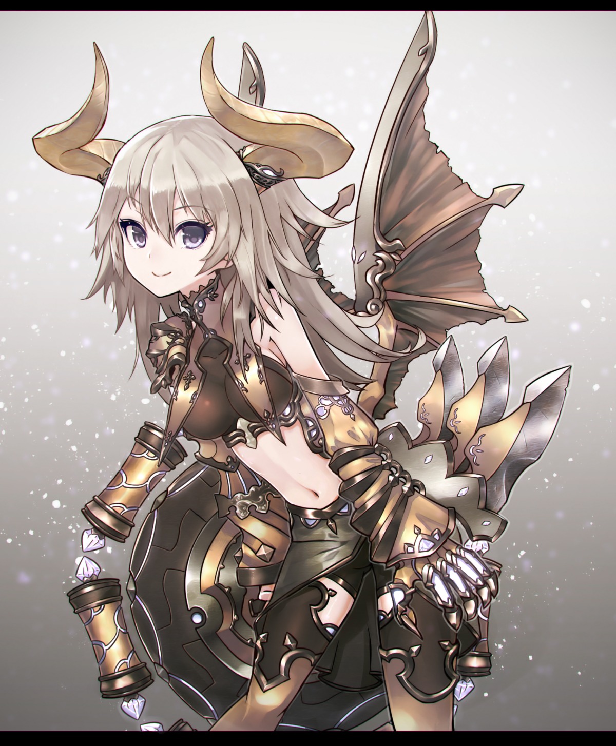 armor bike_shorts horns kusakanmuri thighhighs wings