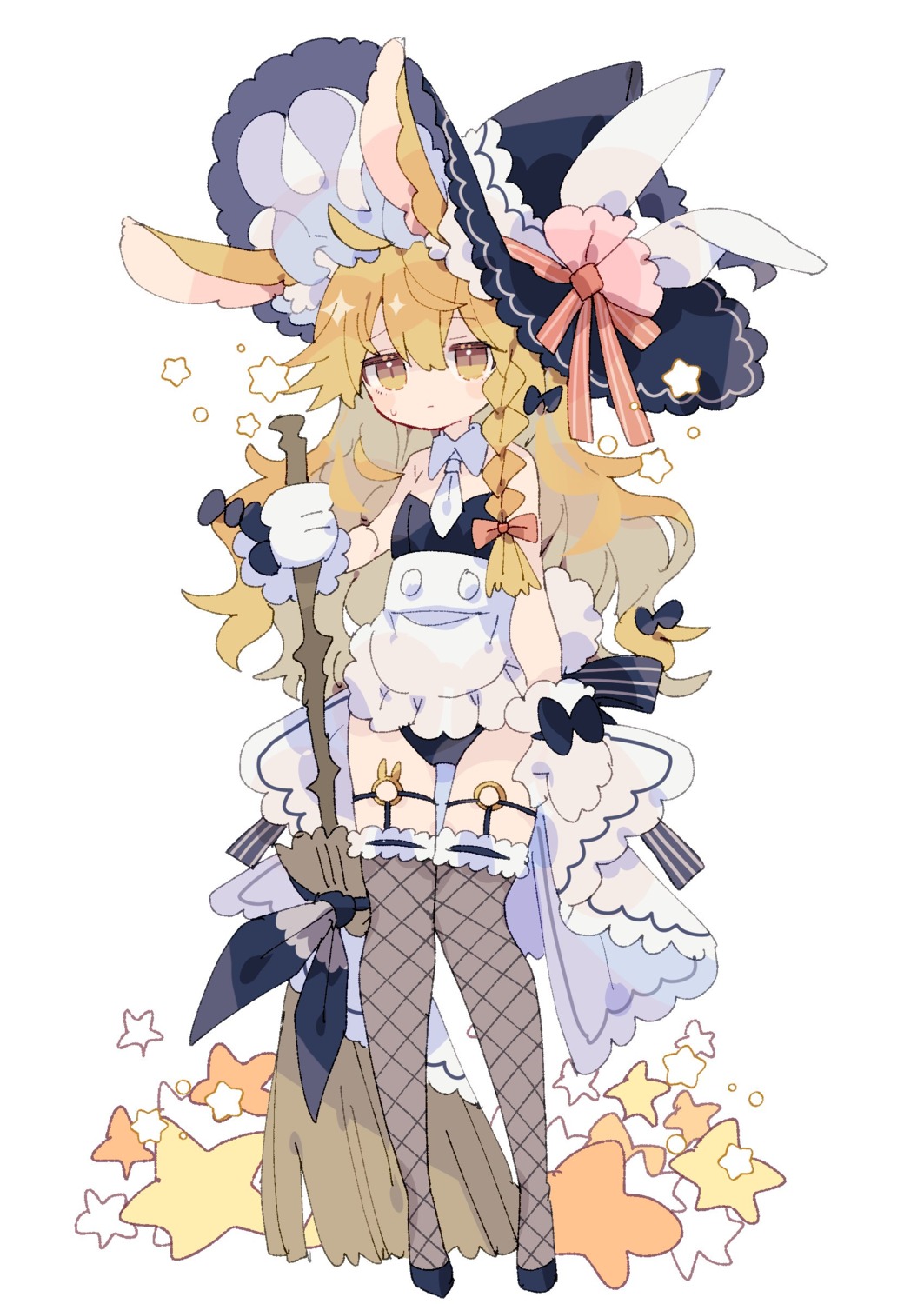 animal_ears bunny_ears bunny_girl fishnets garter kirisame_marisa nikorashika no_bra stockings tail thighhighs touhou witch