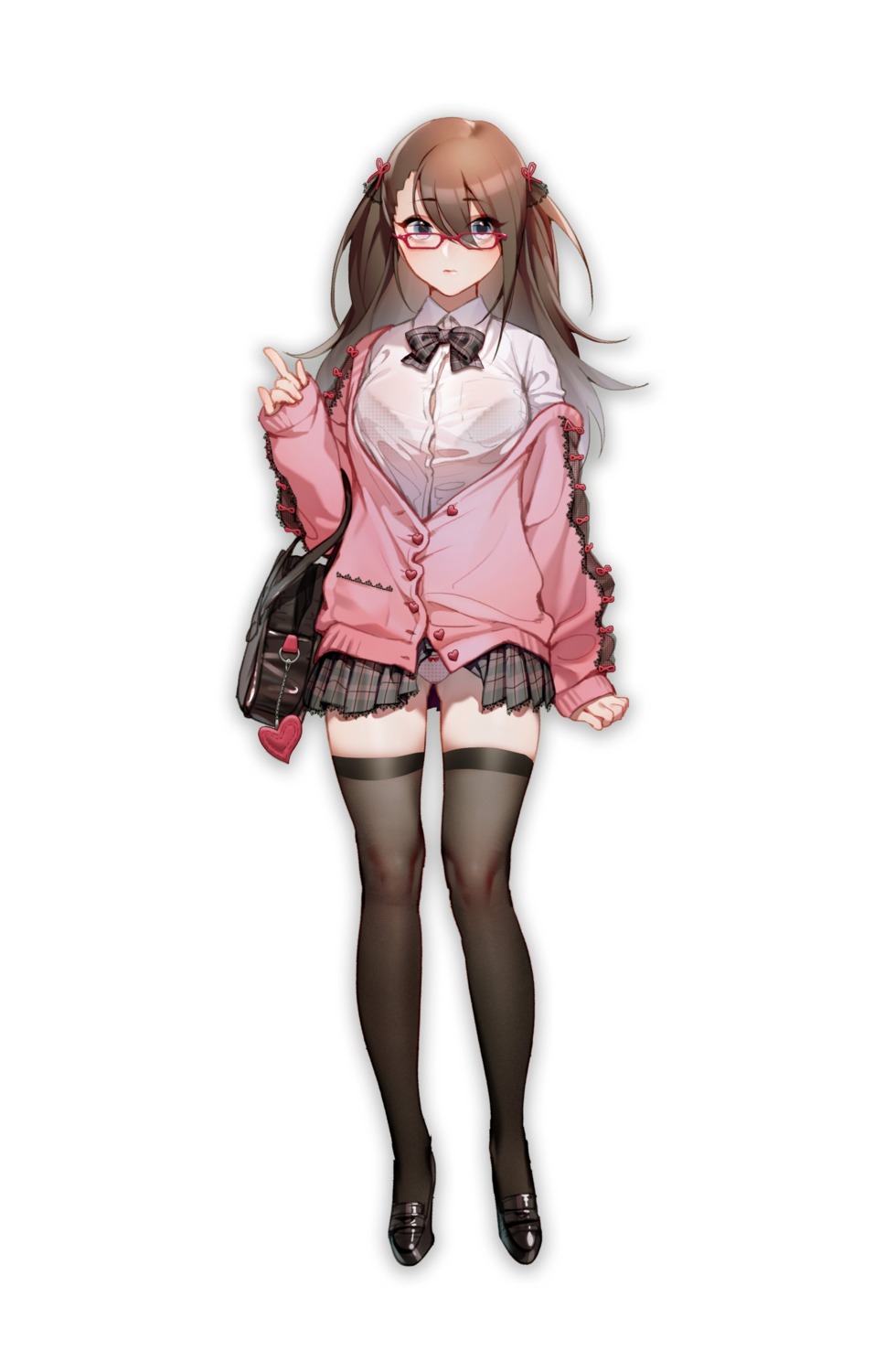 megane pantsu quuni seifuku sweater thighhighs