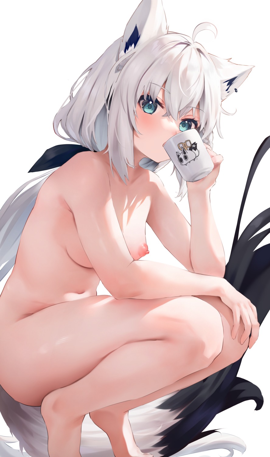 animal_ears hololive hololive_gamers kitsune naked nipples shirakami_fubuki tail uechin_ewokaku