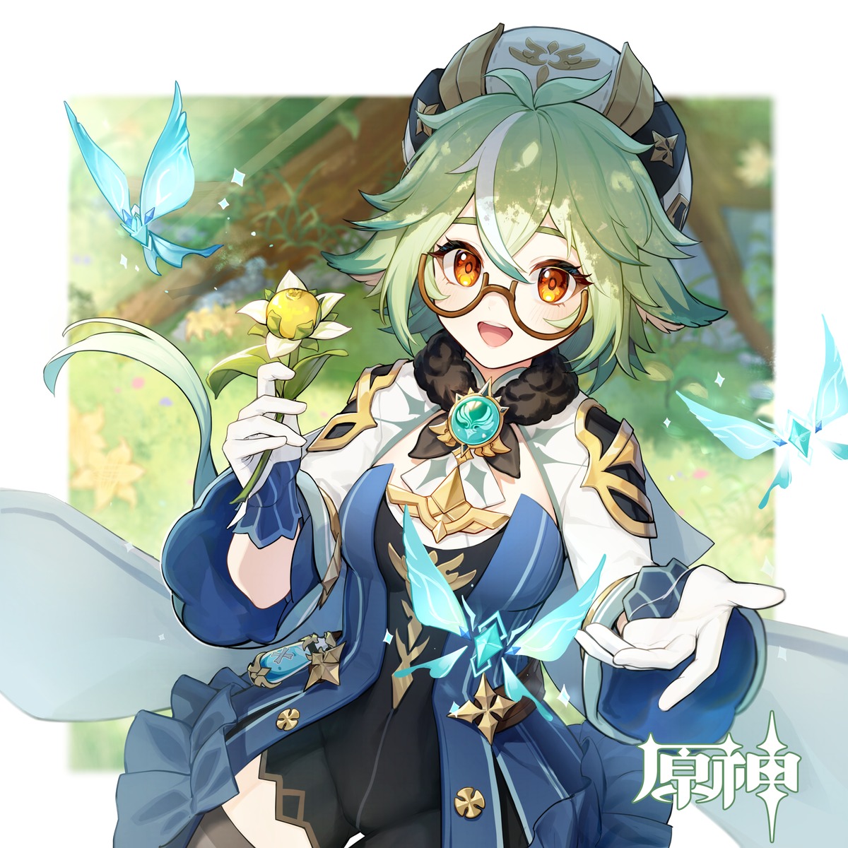 animal_ears genshin_impact megane sucrose tagme thighhighs