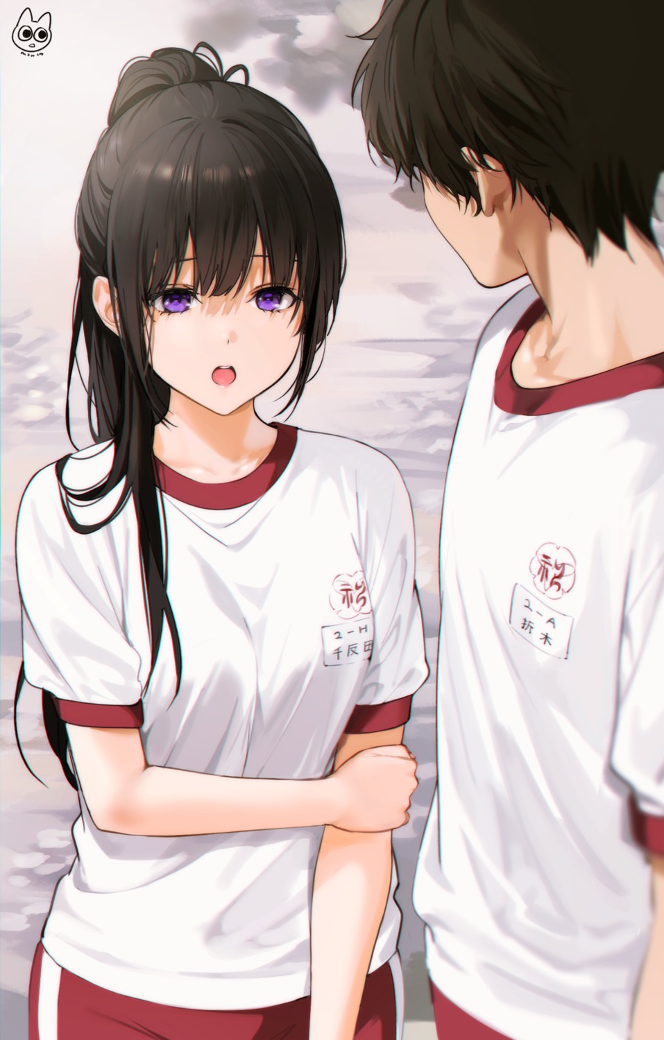 chitanda_eru gym_uniform hyouka mery_(yangmalgage) oreki_houtarou