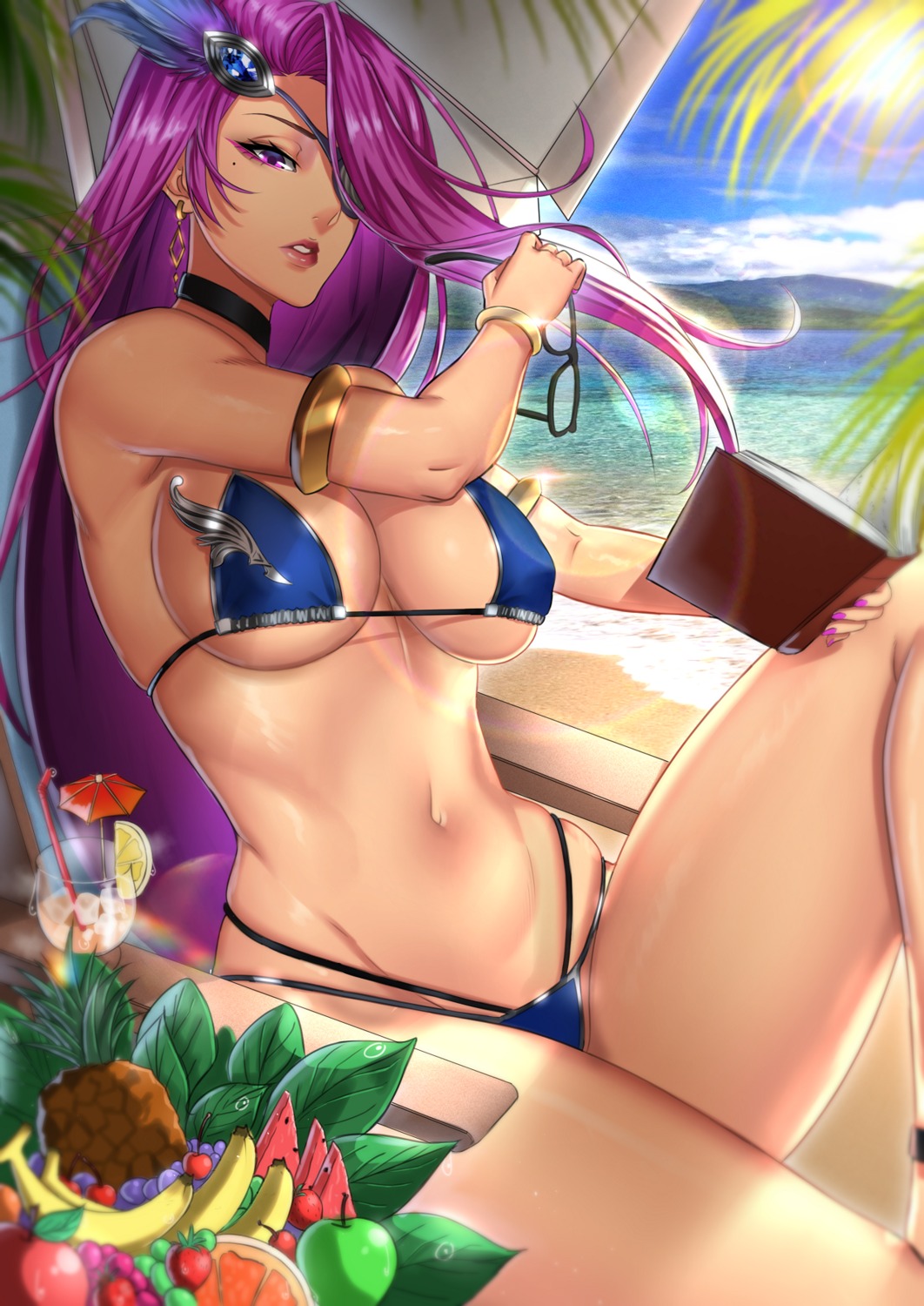 akashic_chronicle anima_(togashi) bikini erect_nipples eyepatch lesley_(akashic_chronicle) megane swimsuits