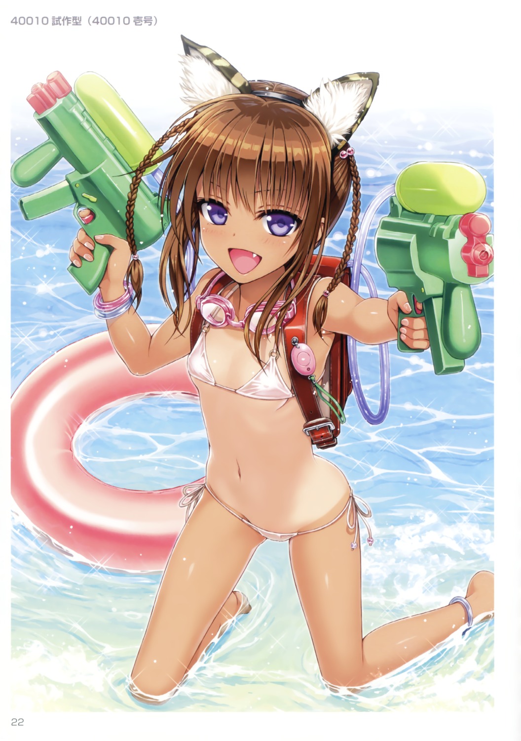 40010prototype animal_ears bikini gun swimsuits tan_lines toranoana