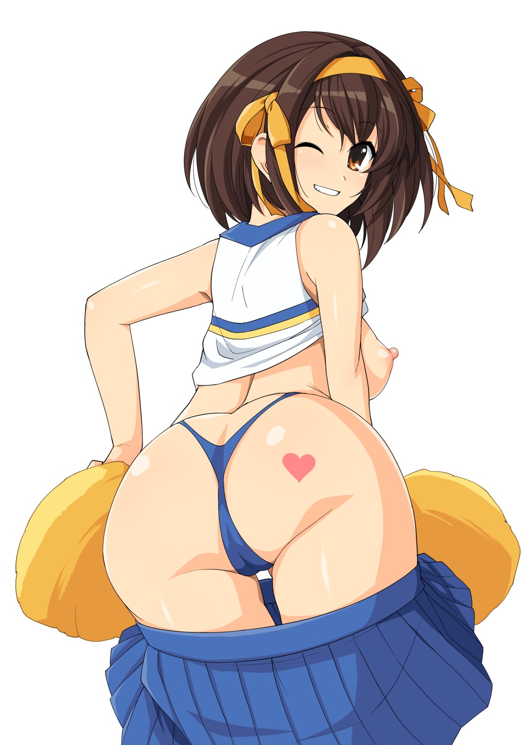 ass breasts cameltoe haruhisky nipples no_bra pantsu shirt_lift suzumiya_haruhi suzumiya_haruhi_no_yuuutsu thong