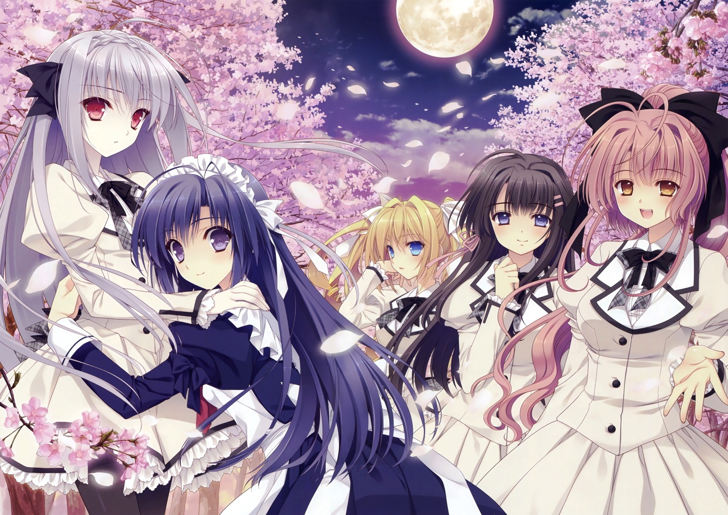 hananomiya_mizuho kokura_asahi maid navel nishimata_aoi pantyhose sakurakouji_luna seifuku suzuhira_hiro trap tsuki_ni_yorisou_otome_no_sahou ursule_fleur_jeanmarie yanagase_minato