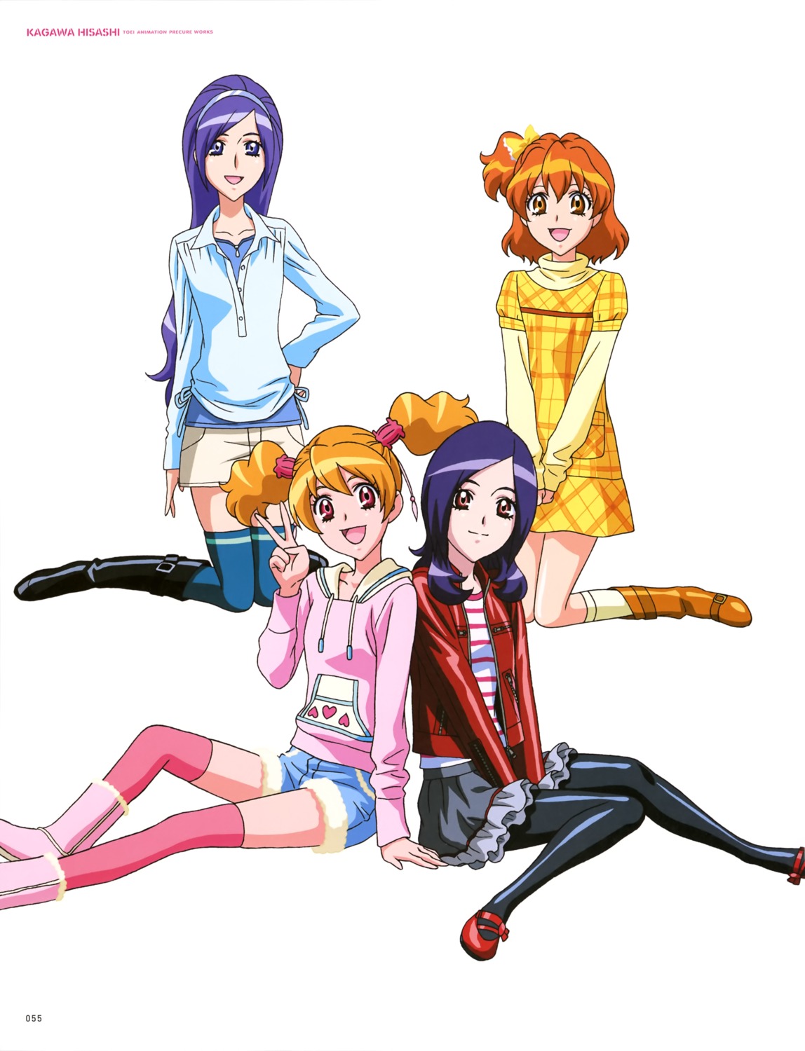 aono_miki fresh_precure! higashi_setsuna momozono_love pantyhose precure thighhighs yamabuki_inori