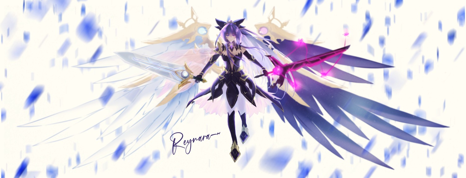 date_a_live dress heterochromia no_bra sword tagme wings yatogami_tooka