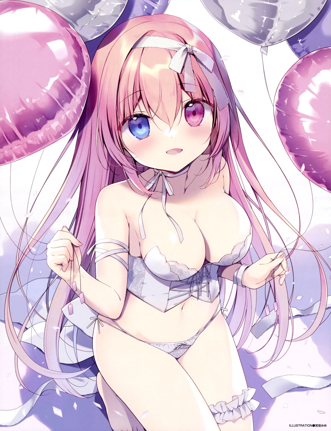 garter heterochromia miyasaka_miyu no_bra pantsu string_panties