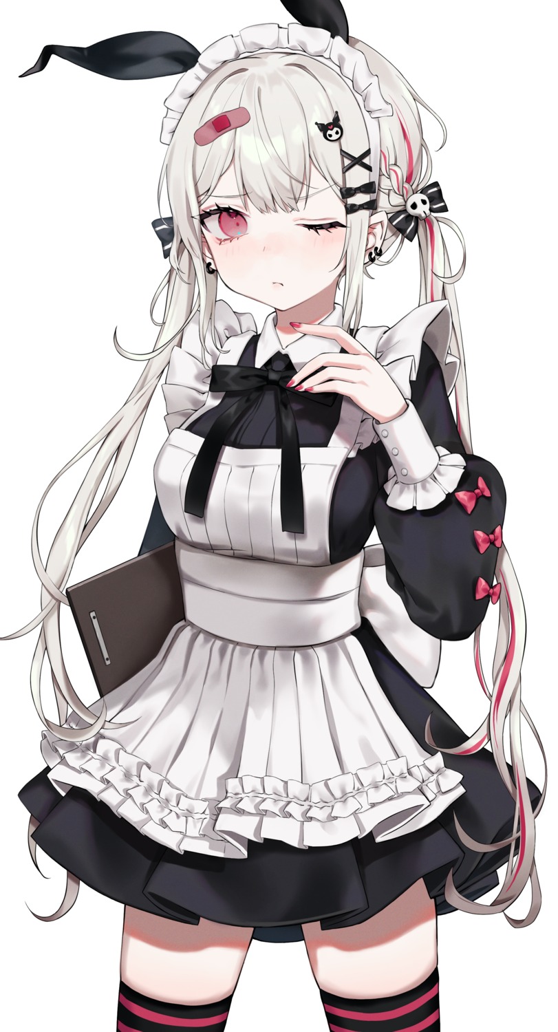 animal_ears bandaid bizet bunny_ears maid thighhighs