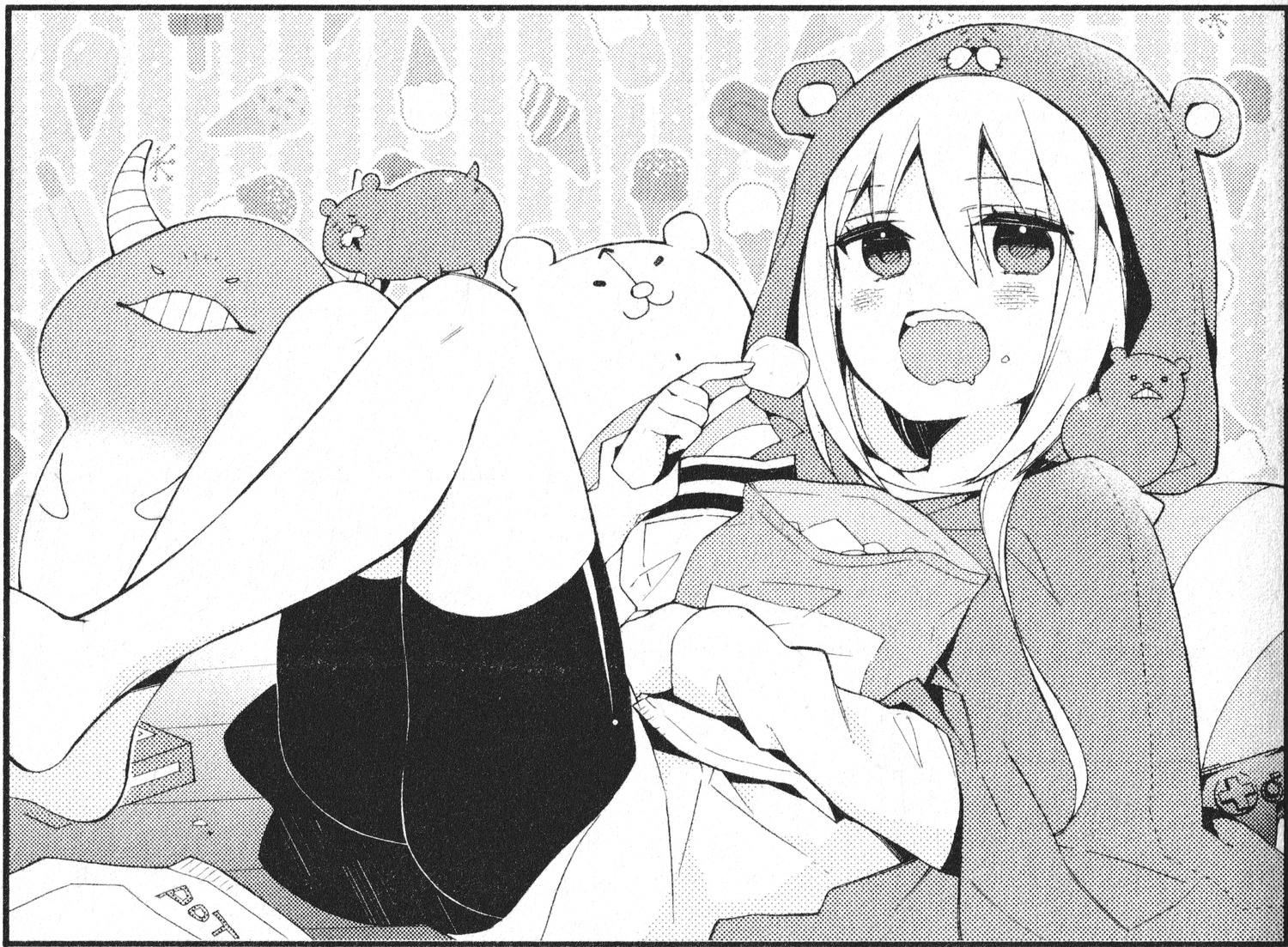 bike_shorts doma_umaru himouto!_umaru-chan monochrome sankakuhead screening