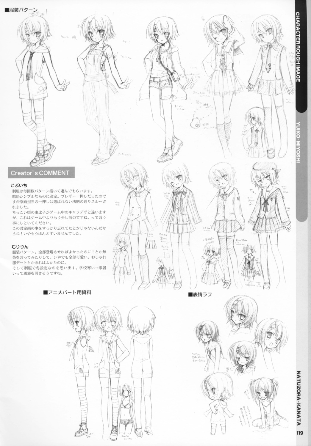 character_design expression kobuichi miyoshi_yuiko monochrome muririn natsuzora_kanata sketch yuzu-soft