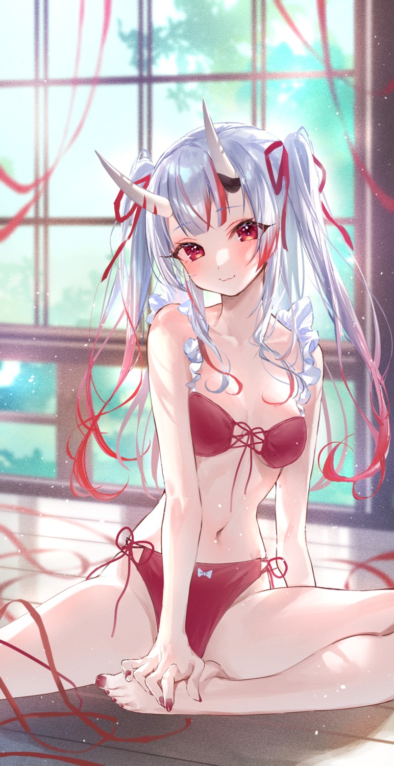 bikini hololive horns misekiss nakiri_ayame swimsuits