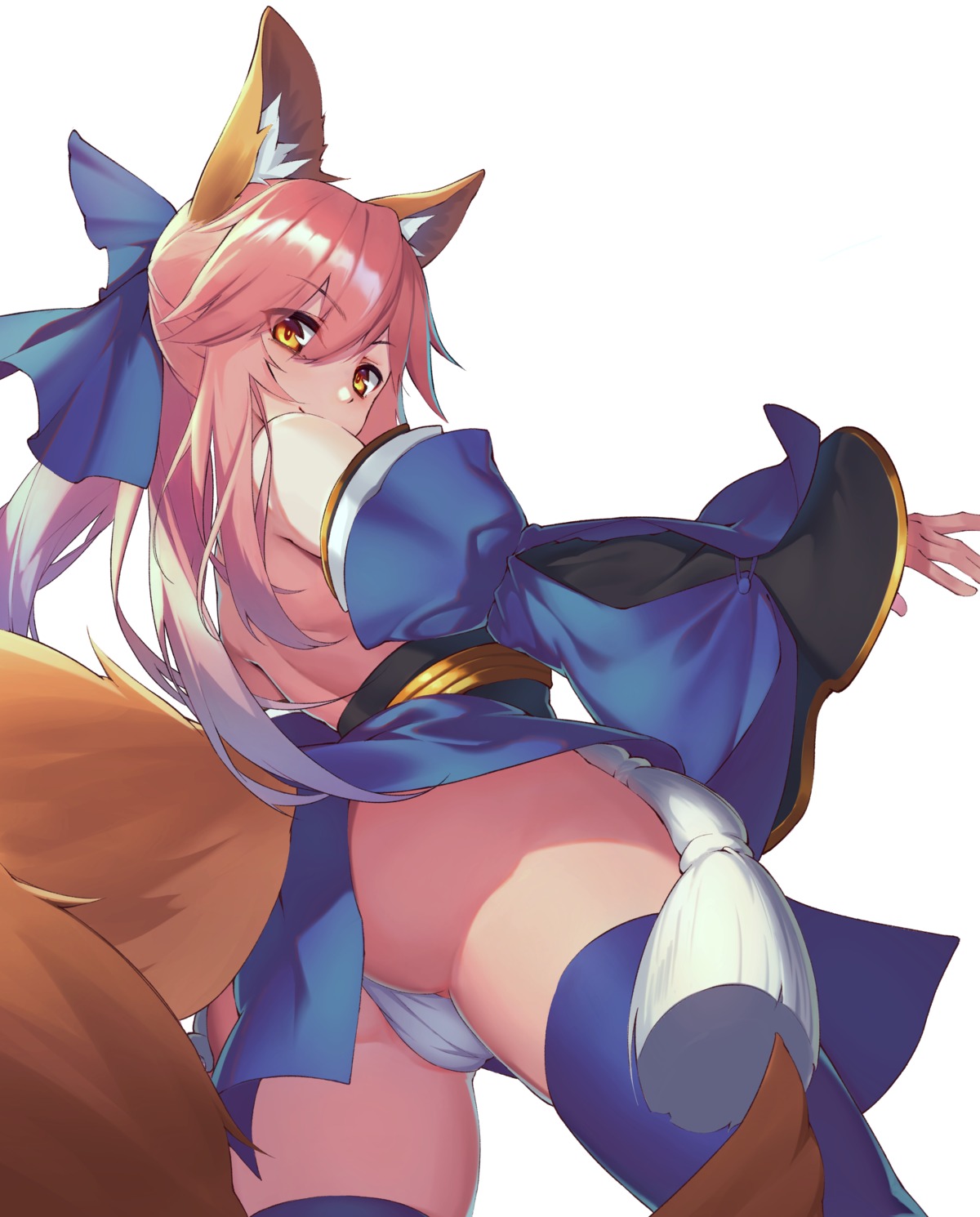 animal_ears ass cameltoe fate/extra fate/stay_night gallant99770 japanese_clothes kitsune pantsu tail tamamo_no_mae thighhighs thong