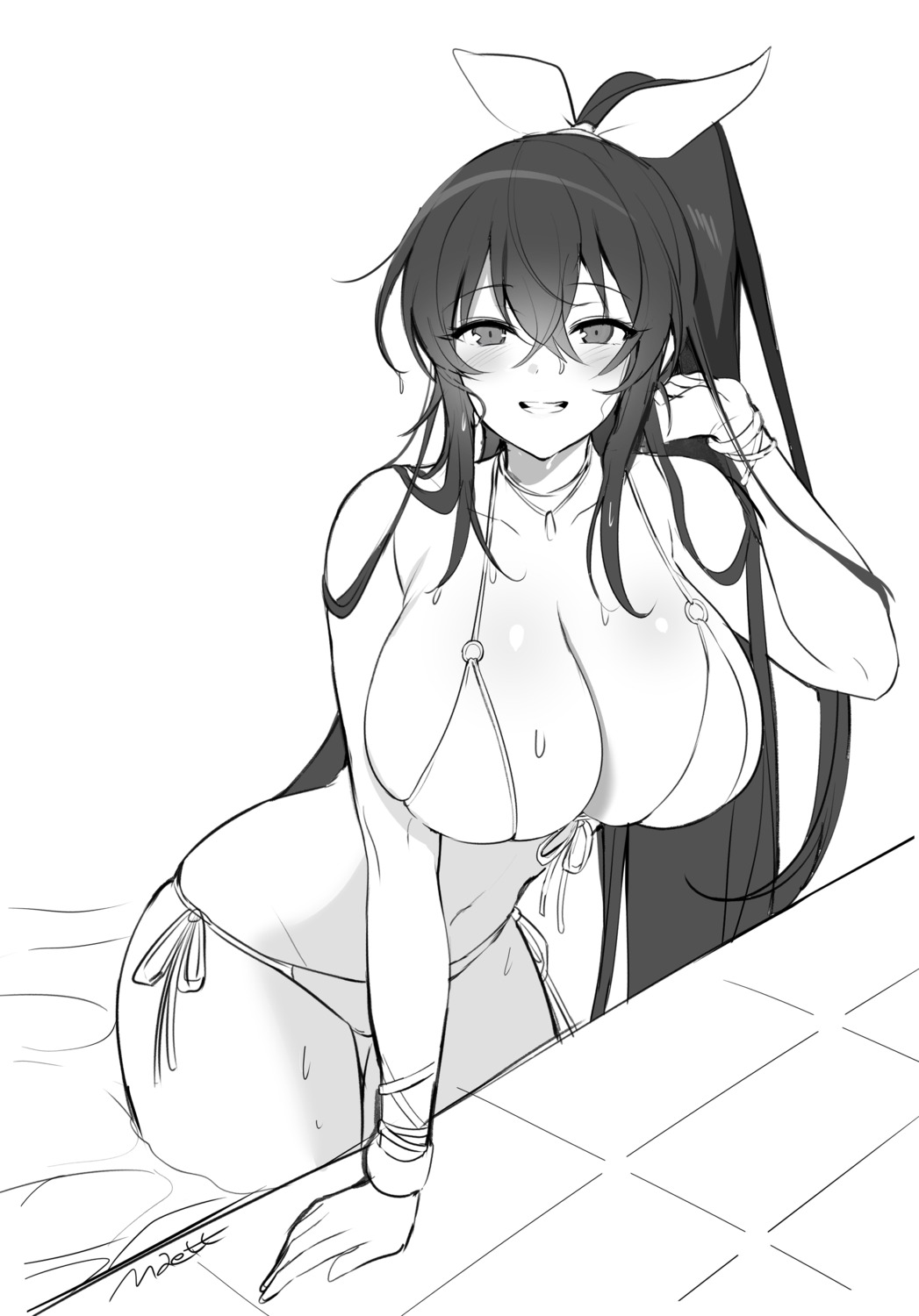 bikini counter:side maett monochrome swimsuits wet yanagi_mina