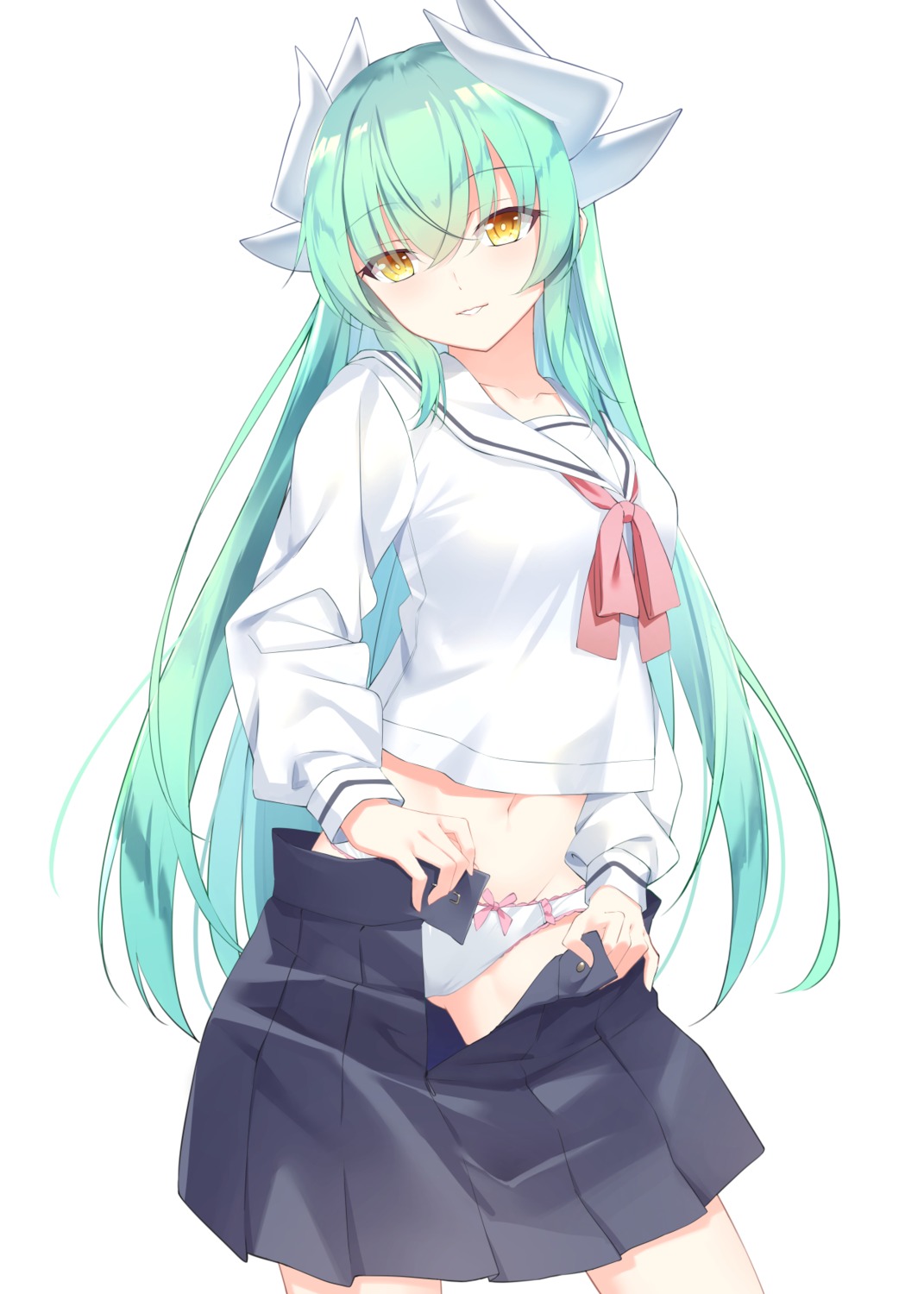 fate/grand_order horns kiyohime_(fate/grand_order) pantsu rx7649 seifuku undressing