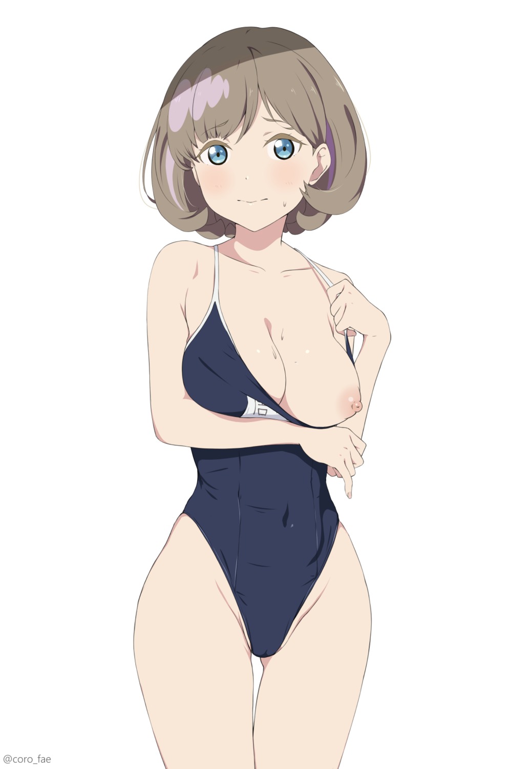 breast_hold breasts coro_fae love_live!_superstar!! nipples school_swimsuit swimsuits tang_keke undressing