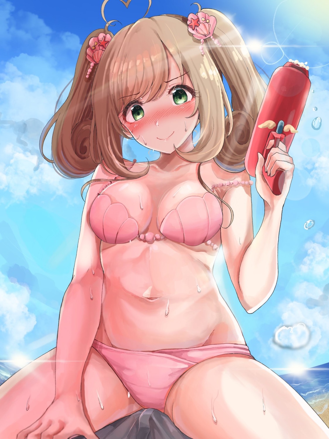 bikini cleavage gun sak satou_shin swimsuits the_idolm@ster the_idolm@ster_cinderella_girls