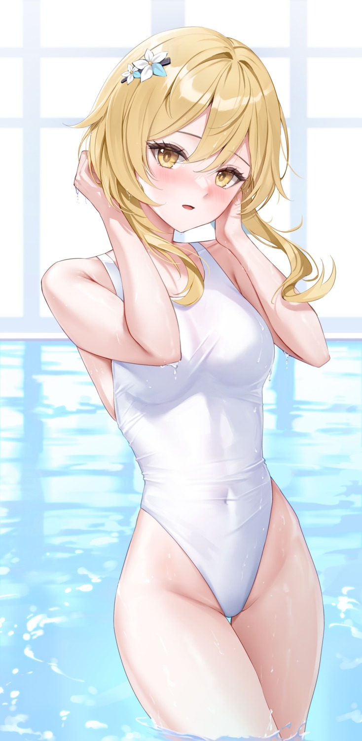 genshin_impact lumine lunacle swimsuits wet