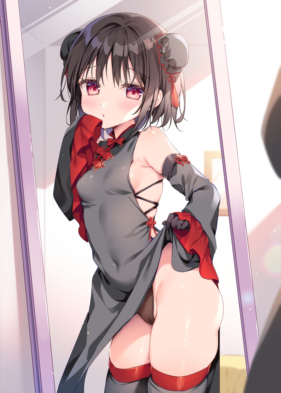 cameltoe chinadress detexted loli no_bra pantsu see_through shikitani_asuka skirt_lift thighhighs thong