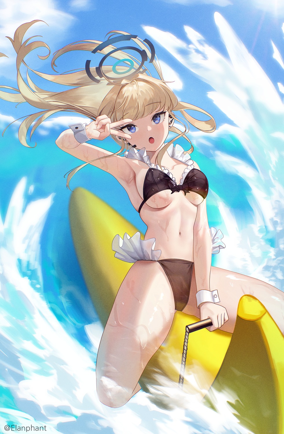 asuma_toki bikini blue_archive cameltoe elephant_(artist) halo swimsuits wet