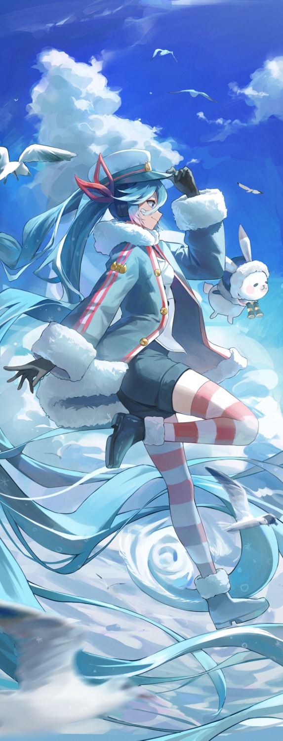 datsha hatsune_miku thighhighs uniform vocaloid yuki_miku