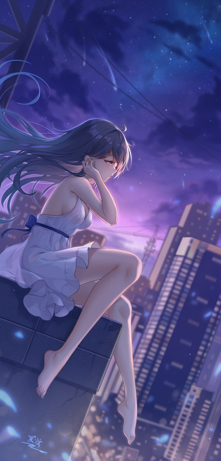 artist_revision dress feet no_bra see_through summer_dress yelan_xing_xuan