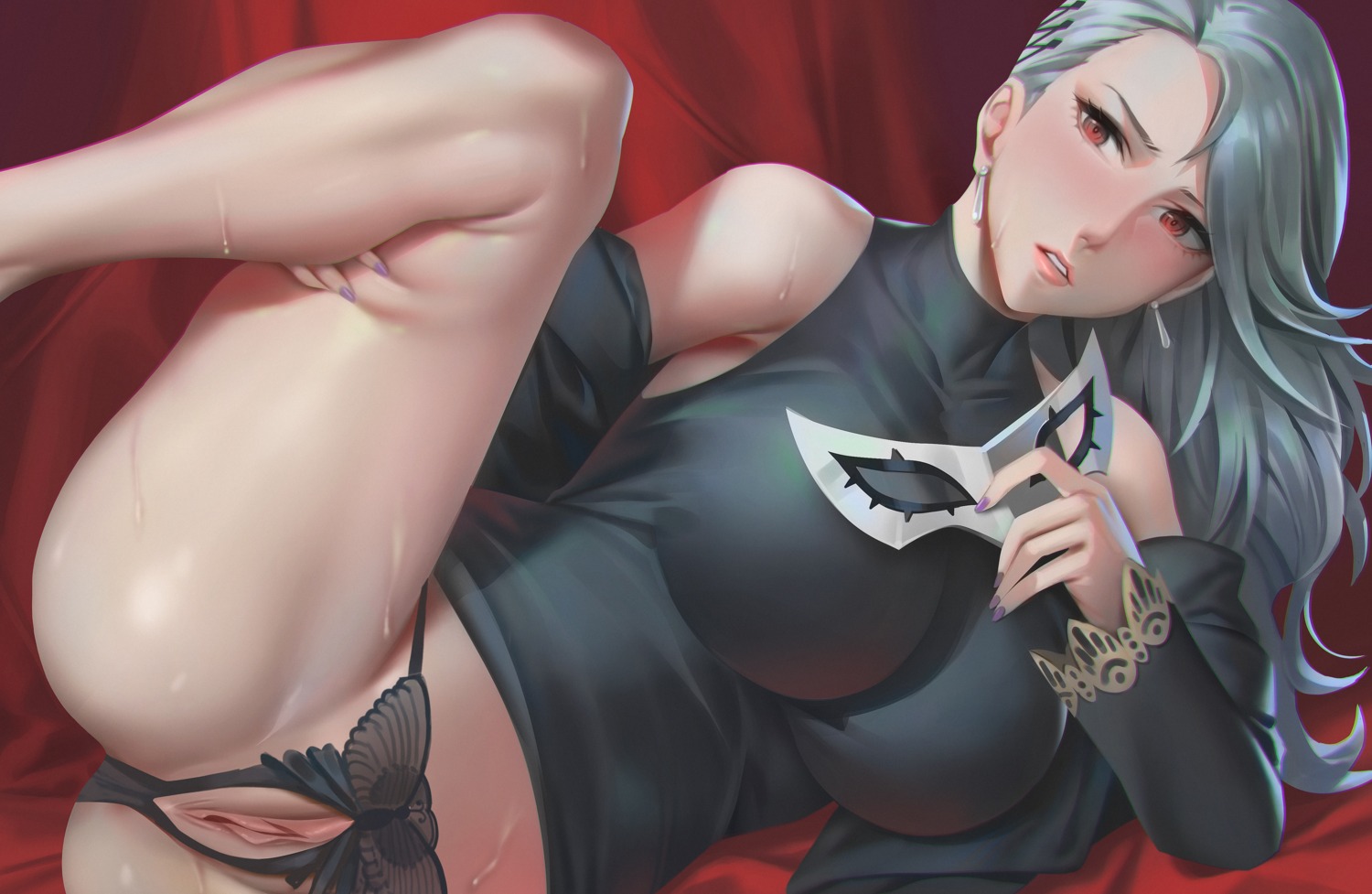 niijima_sae pantsu persona_5 pussy thong uncensored unfairr