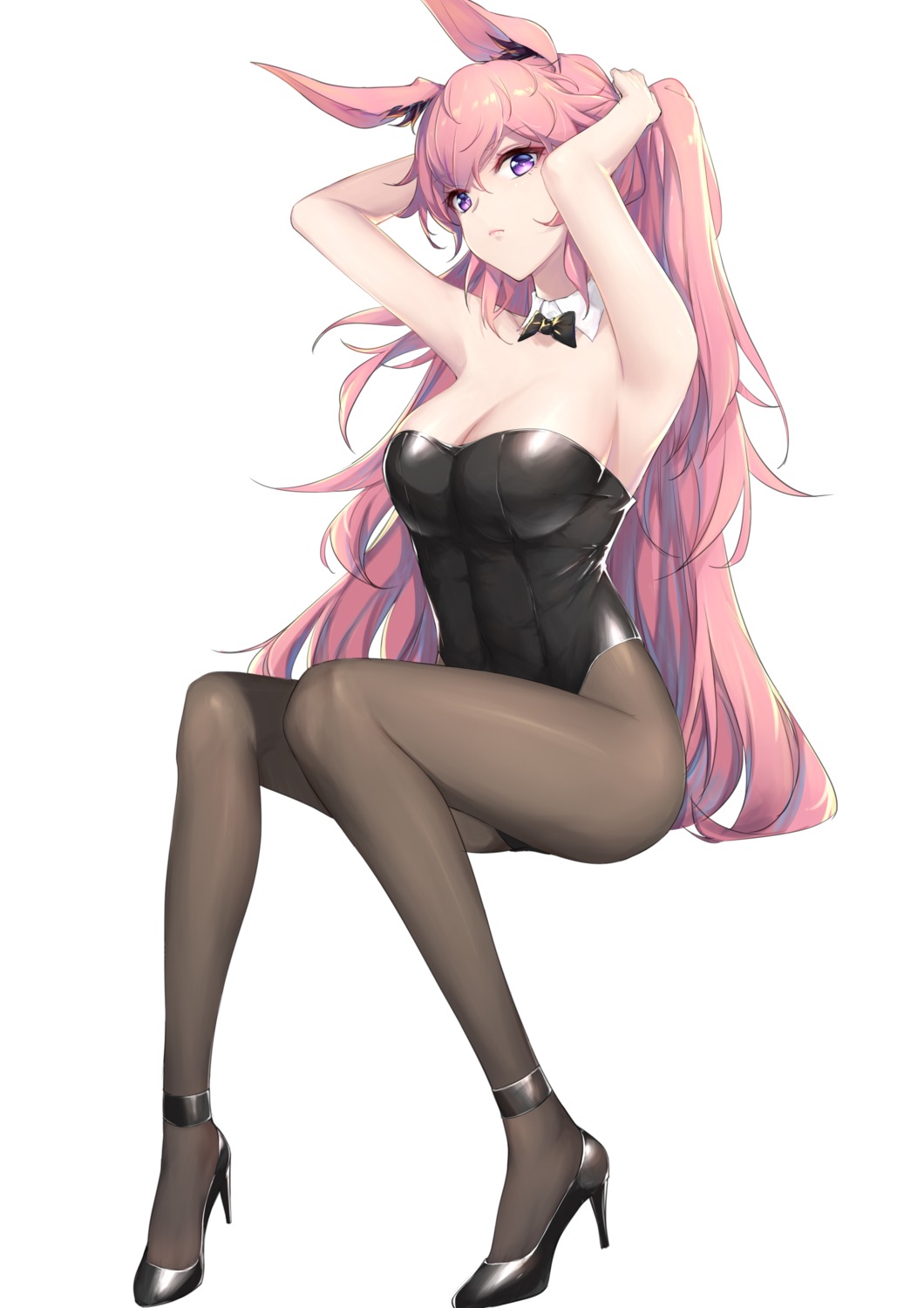 animal_ears benghuai_xueyuan bunny_ears bunny_girl cleavage heels honkai_impact pantyhose wo_cai_bushi_zhushou yae_sakura_(benghuai_xueyuan)