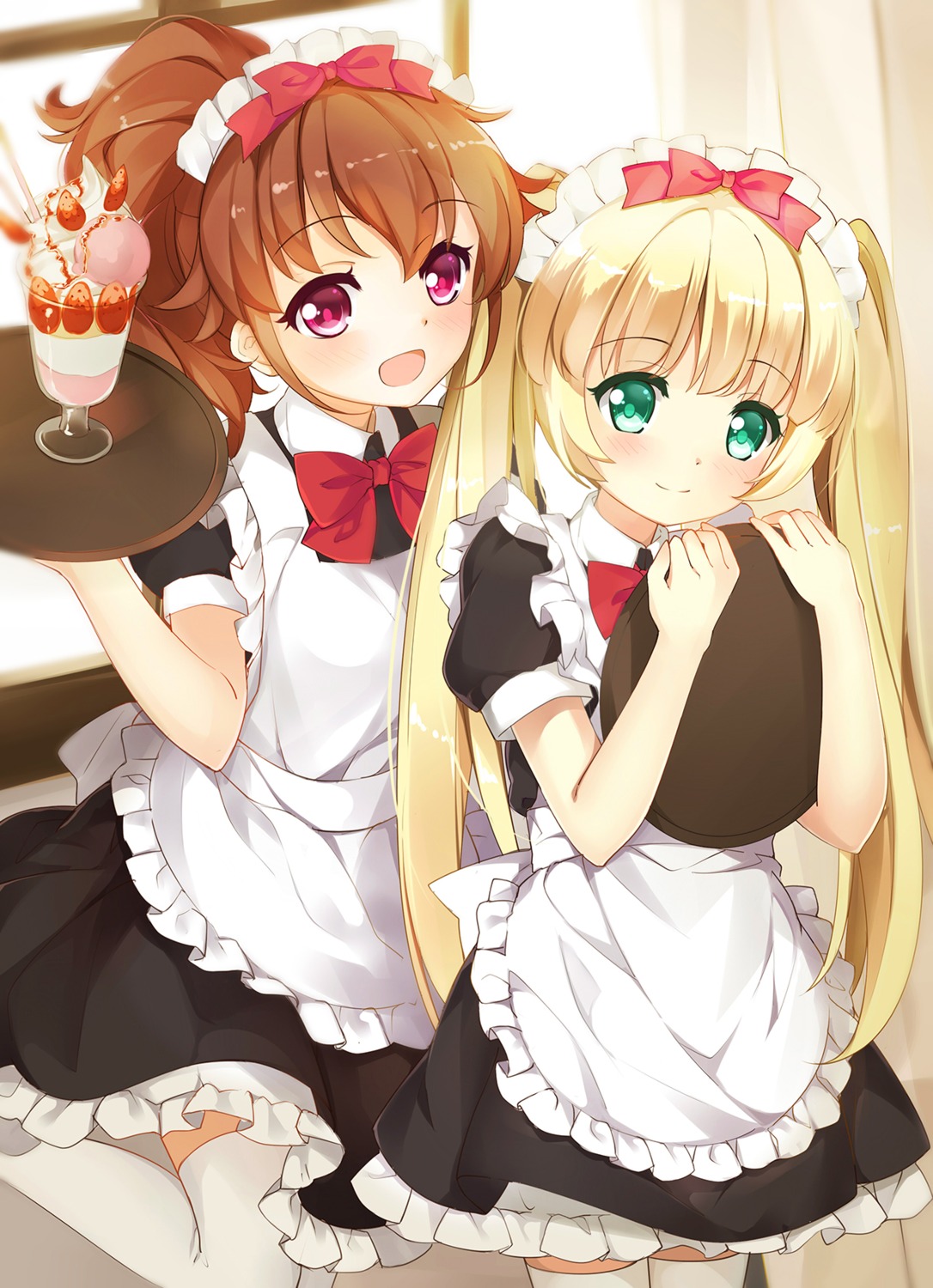 hayakawa_kokona idol_memories kikistark lin_vivi maid thighhighs waitress