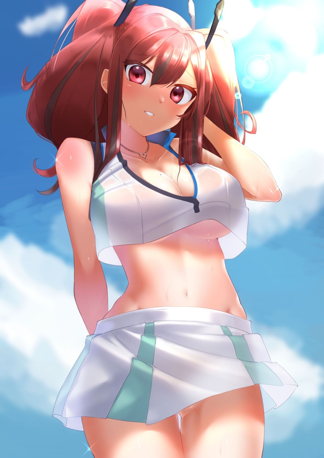 azur_lane bremerton_(azur_lane) no_bra see_through seele0907 skirt_lift wet_clothes