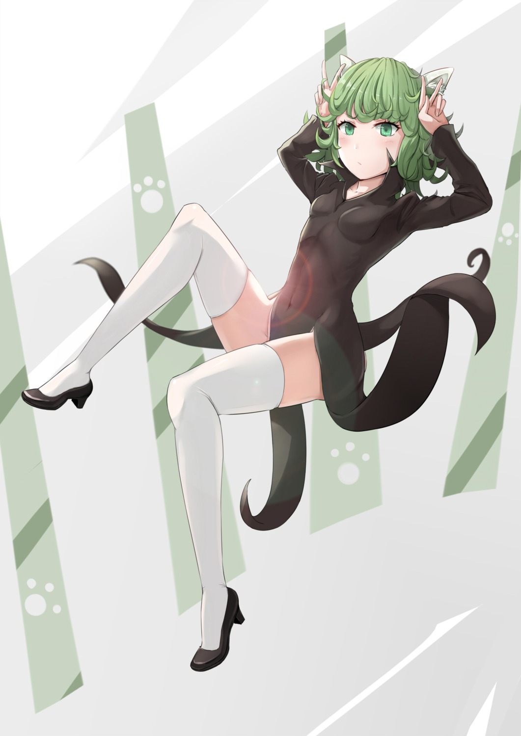 animal_ears dress heels ki_kimi nopan one_punch_man tatsumaki_(one_punch_man) thighhighs