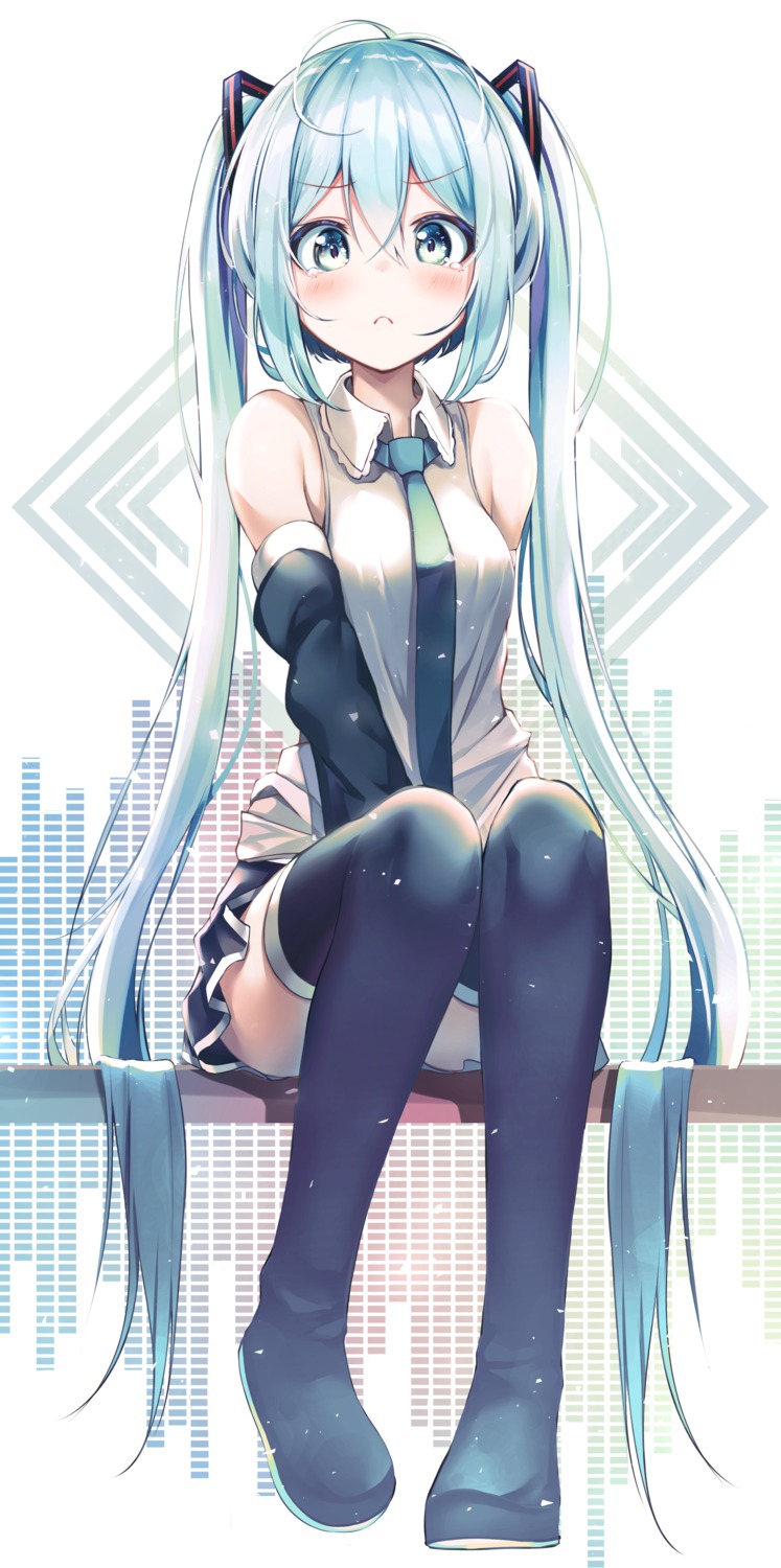 apple_ringo hatsune_miku thighhighs vocaloid