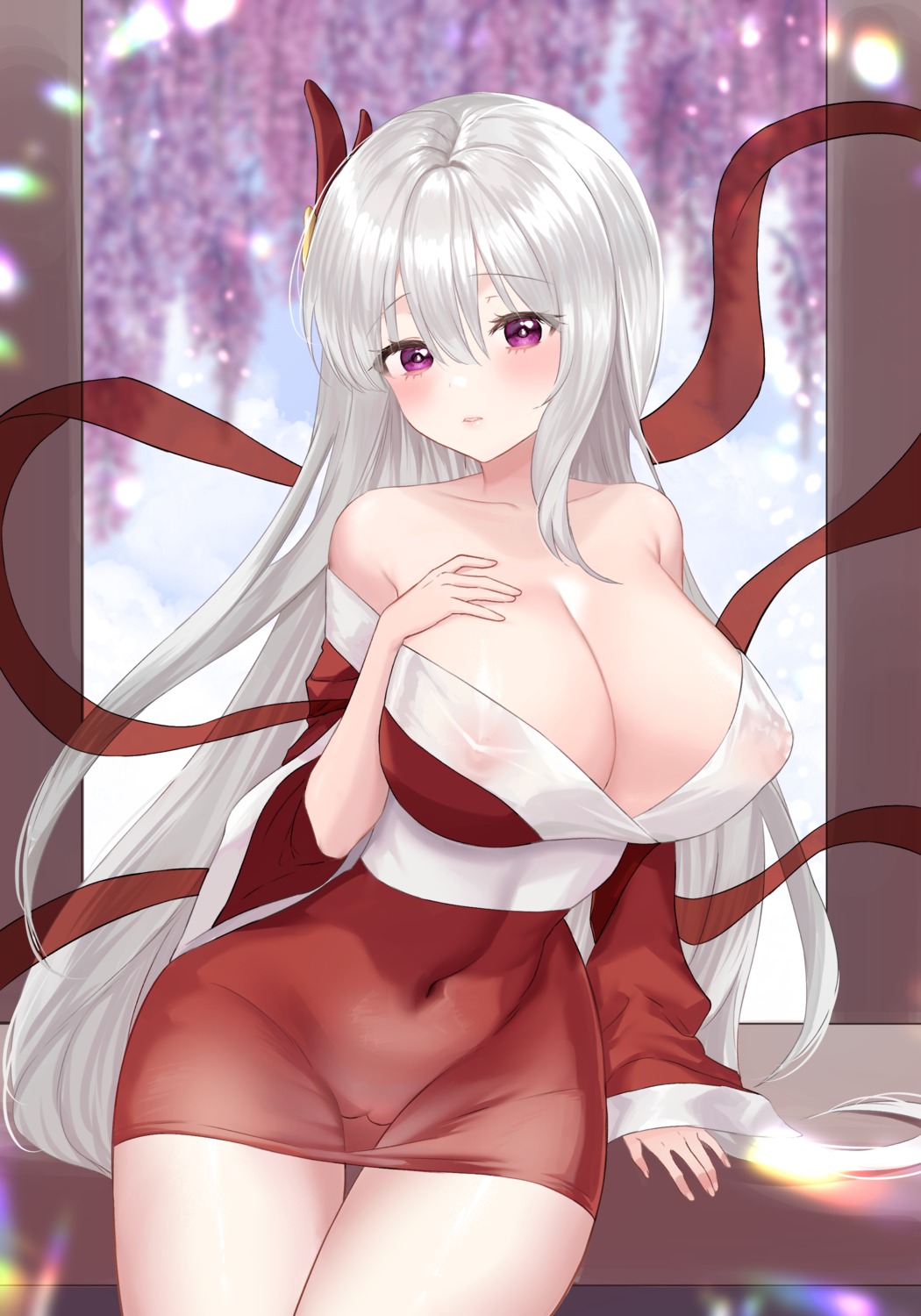 christmas ming_(user_arcn7324) nipples no_bra nopan open_shirt pussy see_through