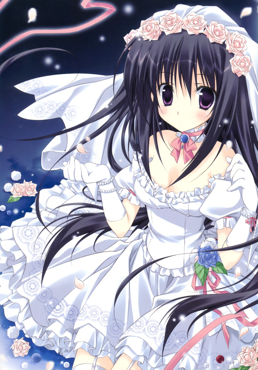 cleavage dress korie_riko stockings thighhighs wedding_dress