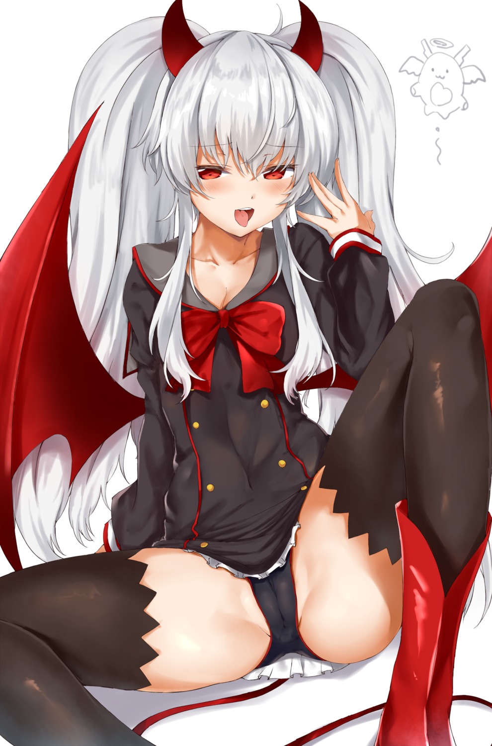 cameltoe cleavage grim_aloe nametake_(nekoyasya12172) pantsu quiz_magic_academy seifuku tail thighhighs wings