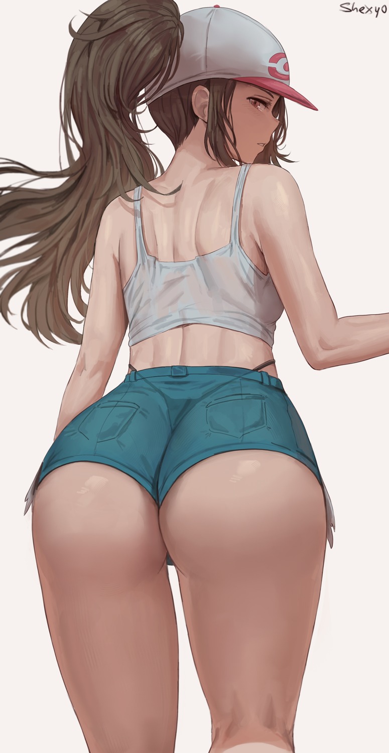 ass no_bra pokemon pokemon_bw see_through shexyo touko_(pokemon) wet_clothes