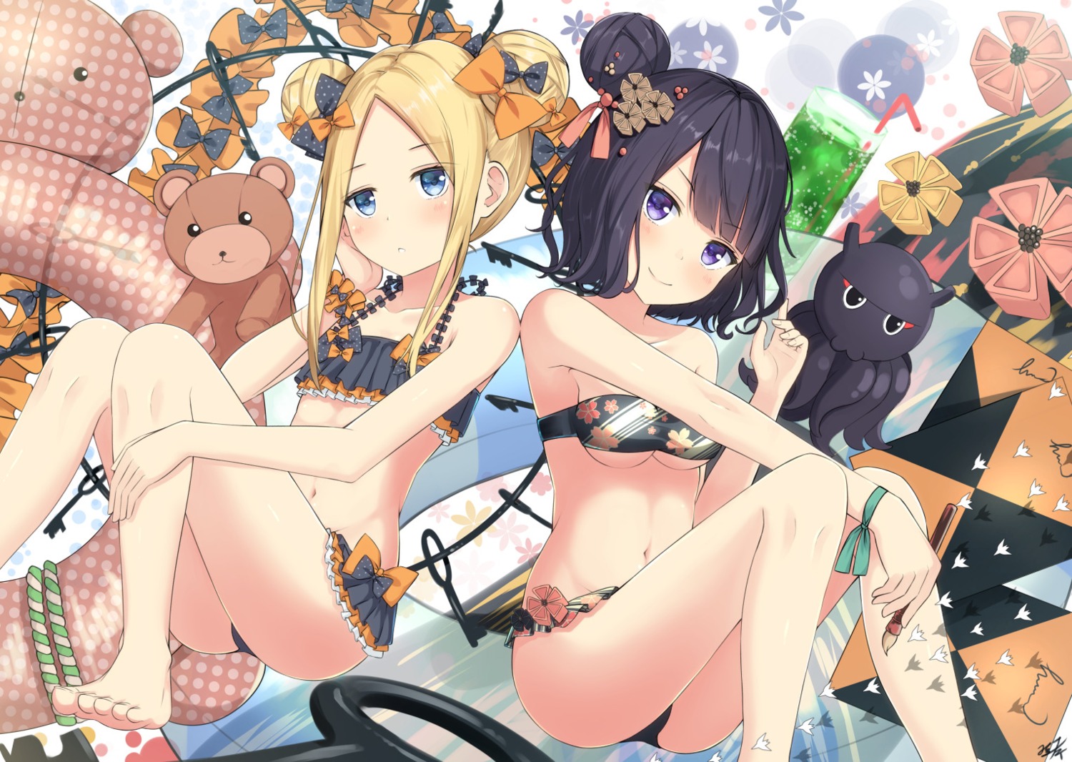 abigail_williams_(fate) ass bikini fate/grand_order katsushika_hokusai_(fate) miko_fly swimsuits underboob