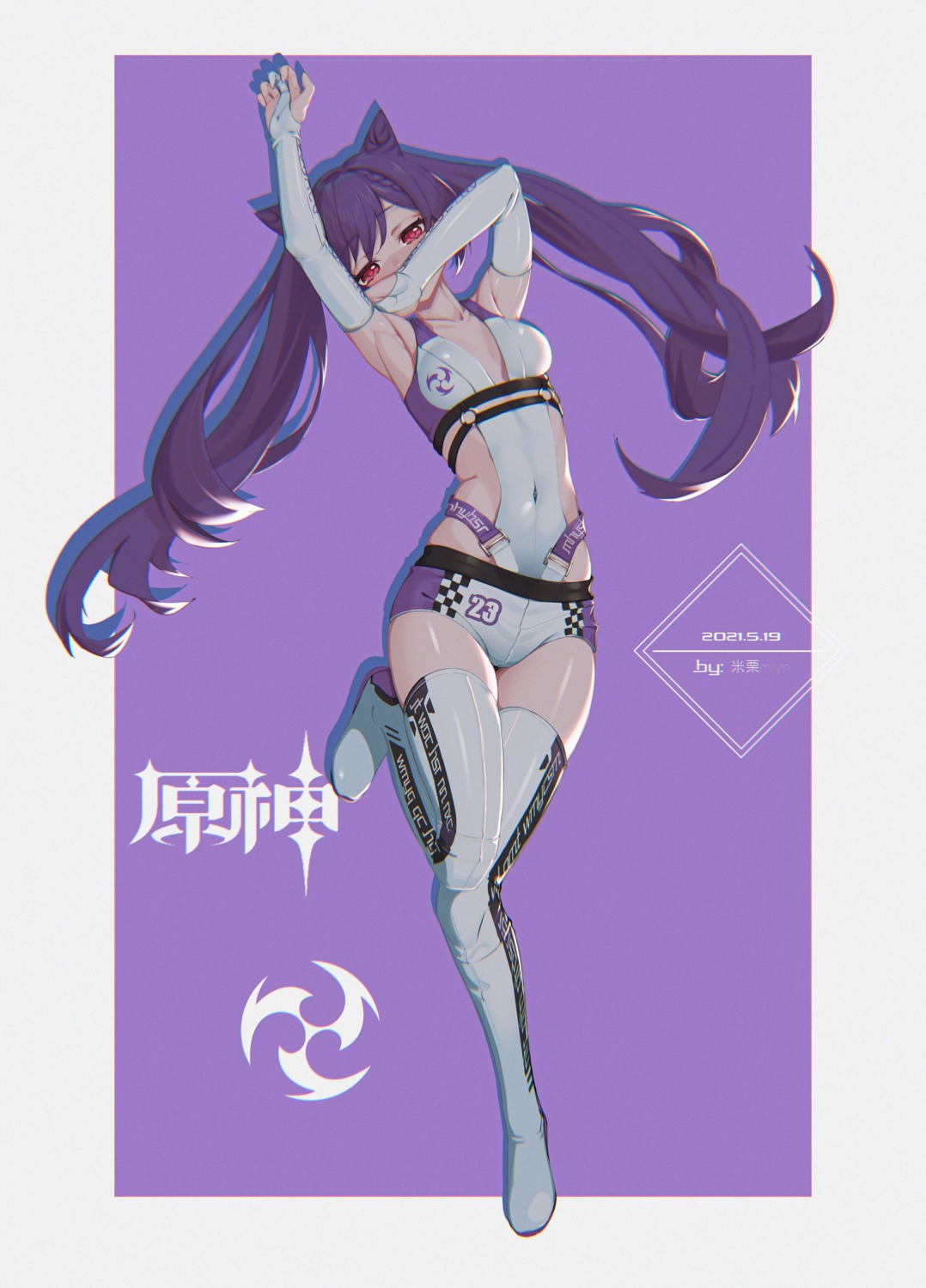 chunai_zhanshen_milili genshin_impact keqing no_bra thighhighs