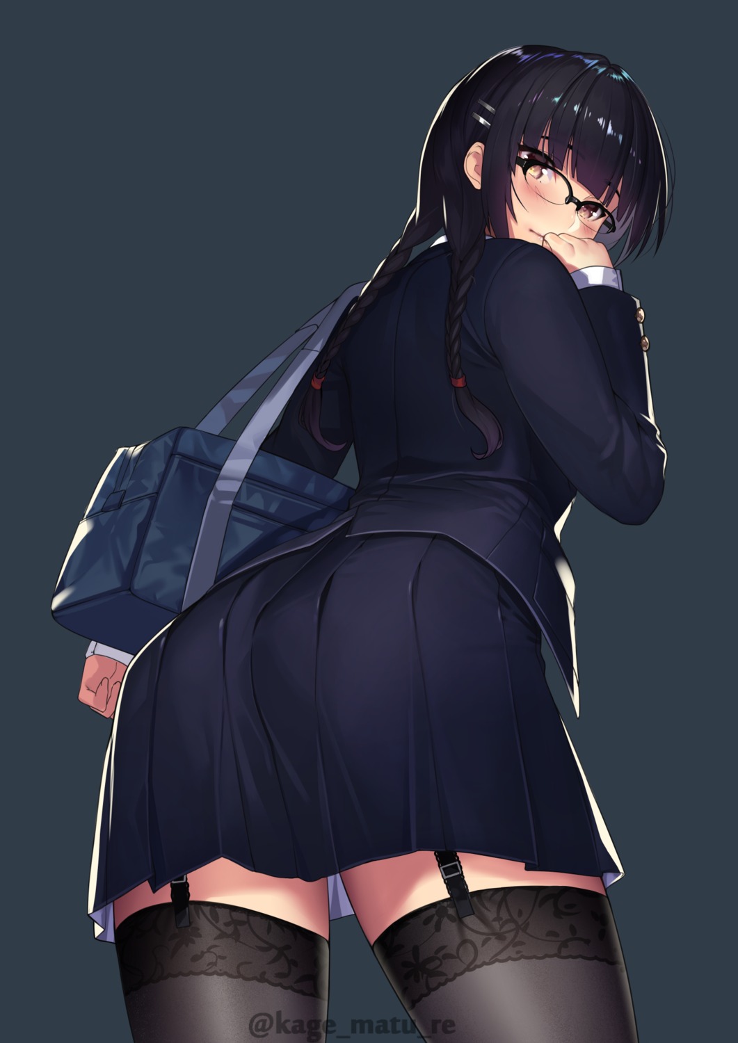 ass kagematsuri megane seifuku stockings thighhighs