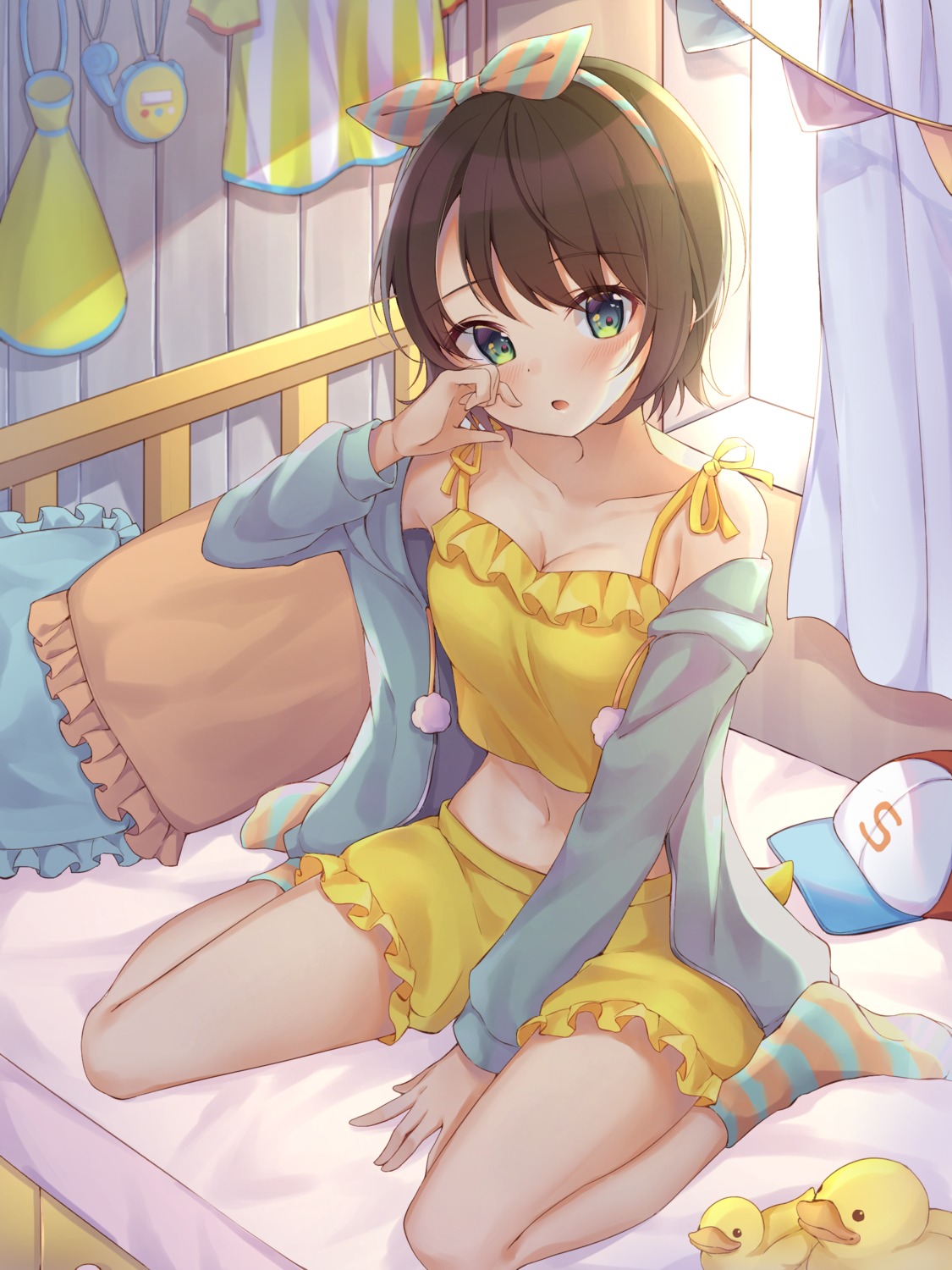 cleavage hololive oozora_subaru pajama poe_(528yuzunon)