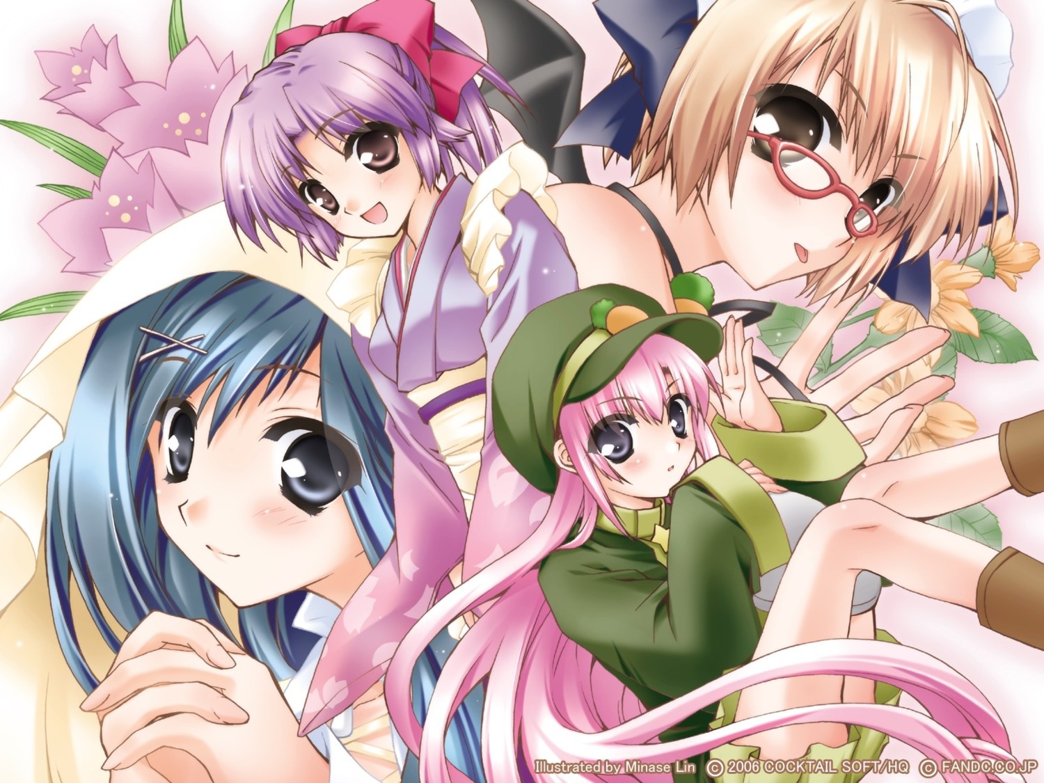 cocktail_soft isaka_koharu kimono megane minase_lin pia_carrot pia_carrot_go riku_fumika shirakuwa_sumi tokiwa_misaki wallpaper wings