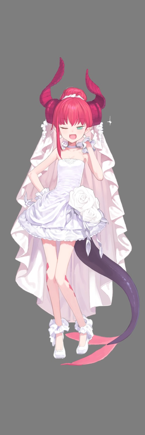 cleavage dress elizabeth_bathory fate/extra fate/extra_ccc fate/stay_night horns pointy_ears tail transparent_png wedding_dress