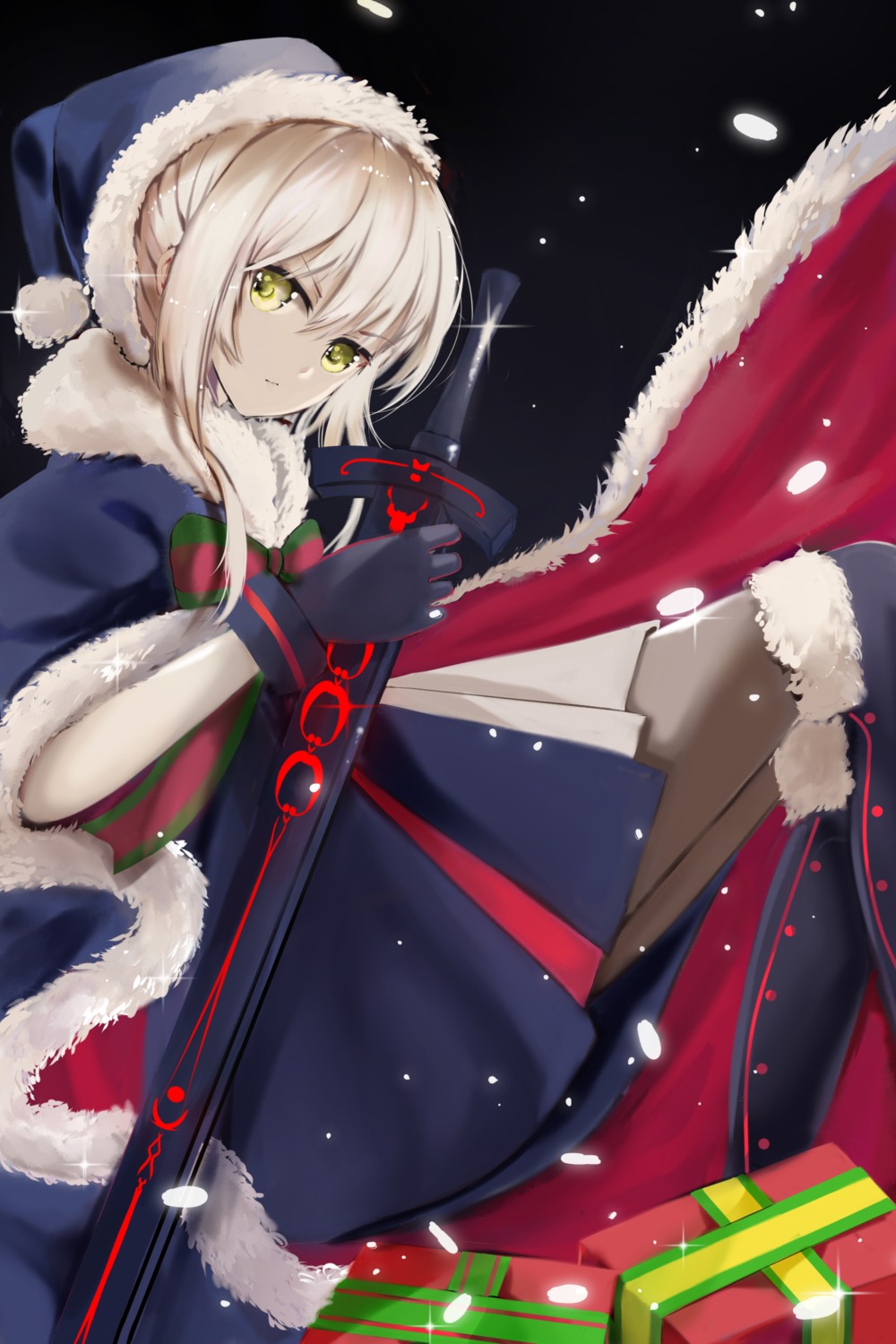 christmas fate/grand_order pantyhose saber saber_alter sword z_z