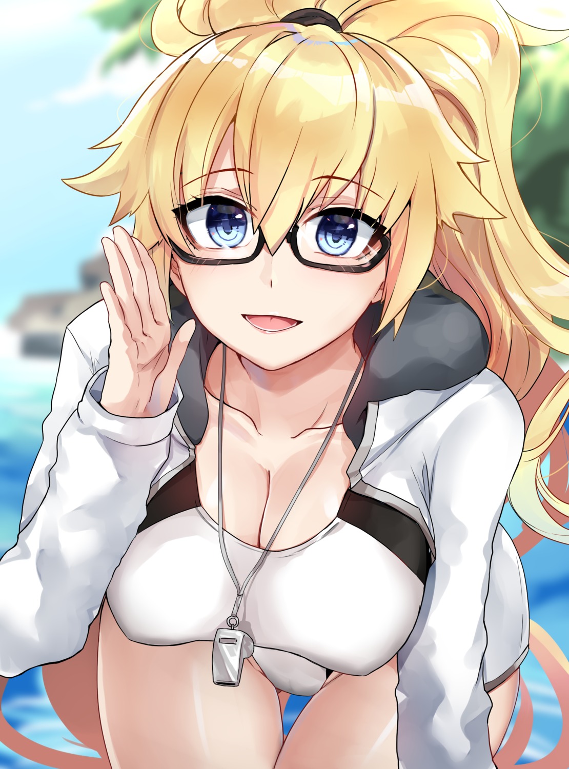 cleavage fate/grand_order jeanne_d'arc jeanne_d'arc_(fate) megane swimsuits yorei_(death0813)