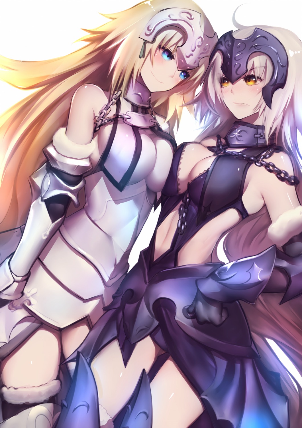 armor dress fate/grand_order jeanne_d'arc jeanne_d'arc_(alter)_(fate) jeanne_d'arc_(fate) rahato symmetrical_docking thighhighs