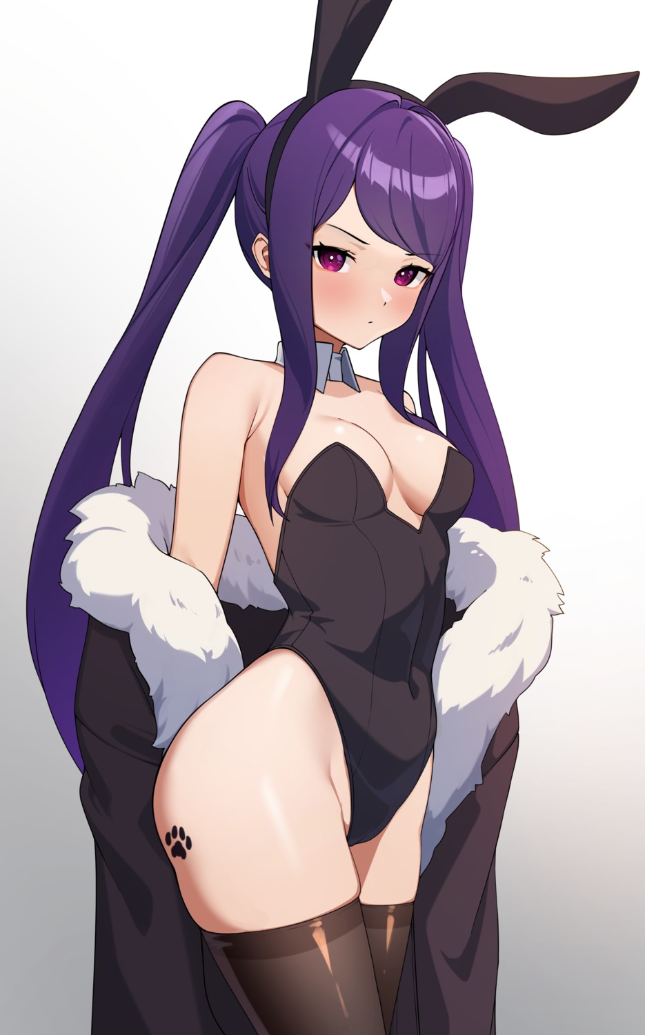 animal_ears bunny_ears bunny_girl ett julianne_stingray no_bra tattoo thighhighs va-11_hall-a