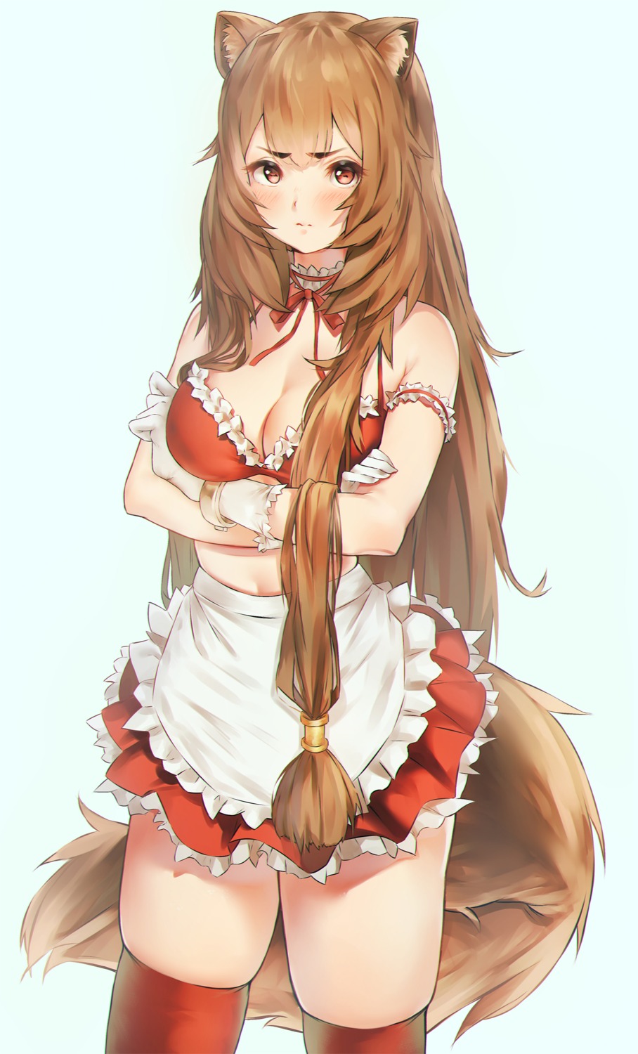 animal_ears bra grayfox maid raphtalia tail tate_no_yuusha_no_nariagari thighhighs