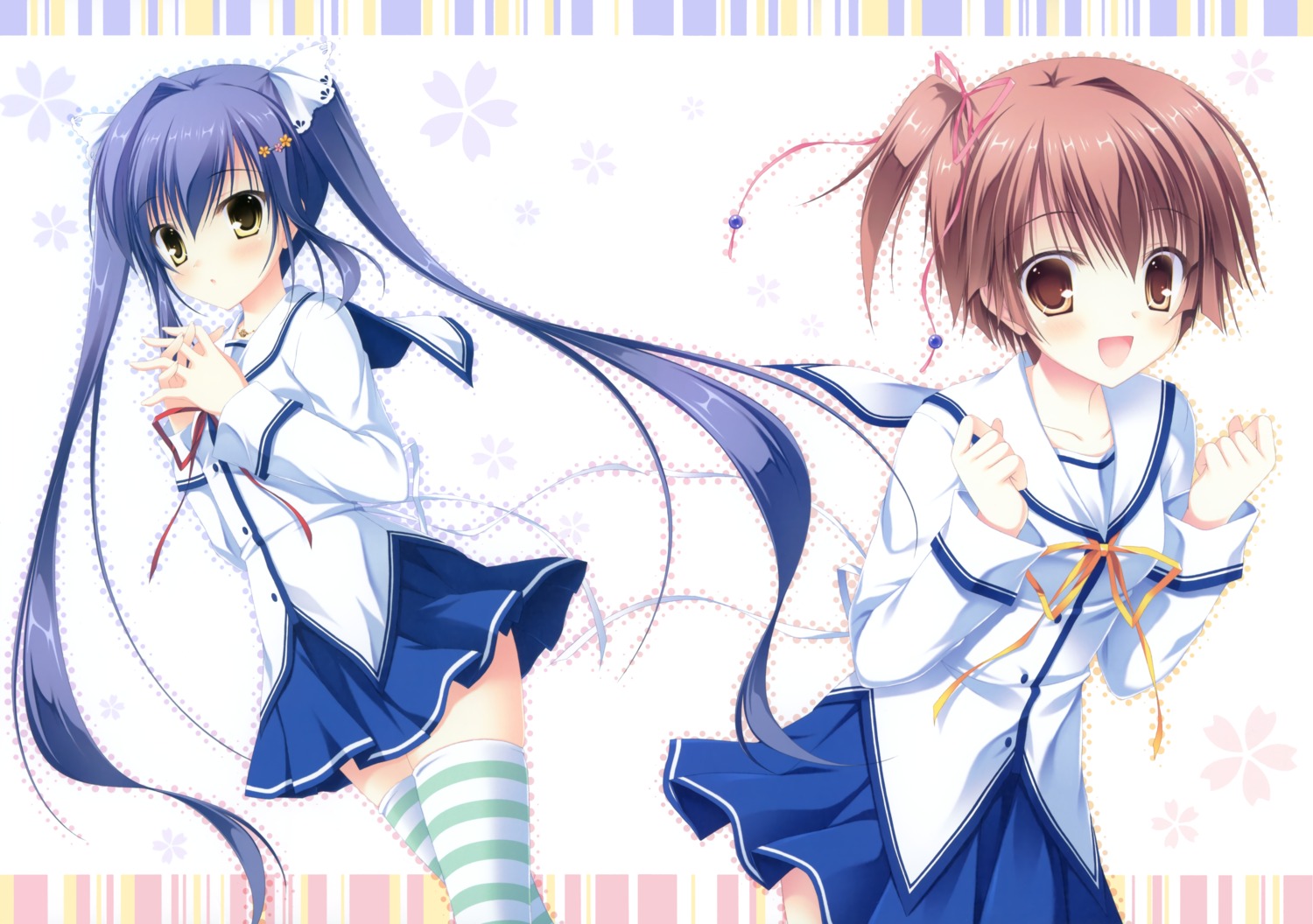 allegro_mistic da_capo_(series) da_capo_iii detexted fixed hinomoto_aoi rukawa_sara seifuku takano_yuki thighhighs