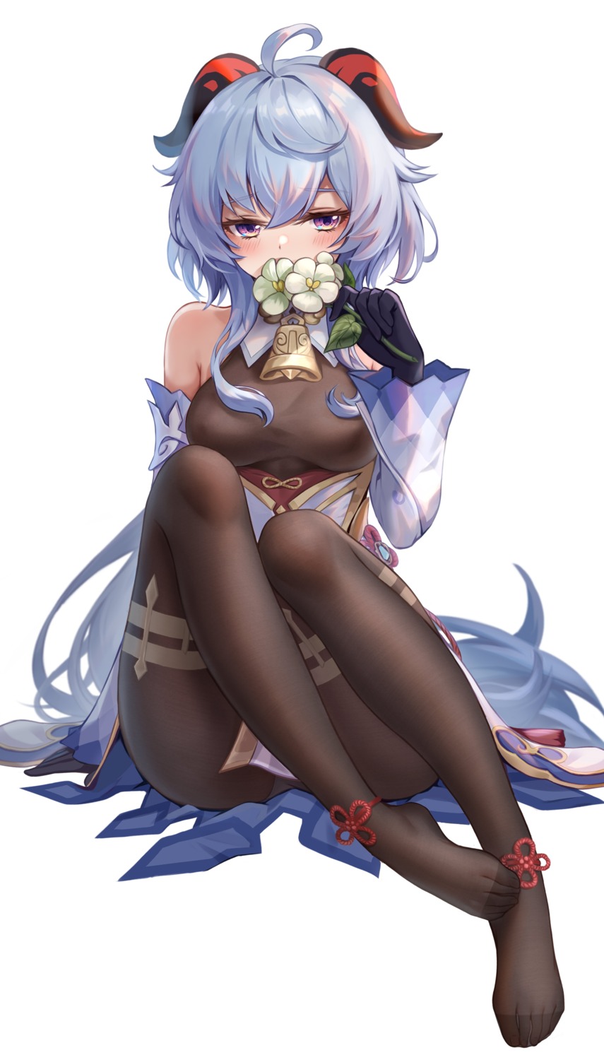 asian_clothes feet ganyu genshin_impact horns pantyhose yelan_xing_xuan